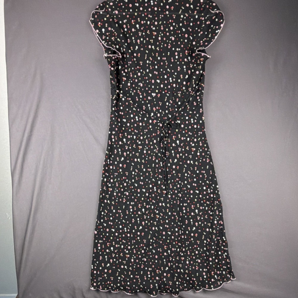 Speechless 11 A-Line Dress Black Polka Dot Ruffle Flutter Sleeve Collared - Picture 12 of 13